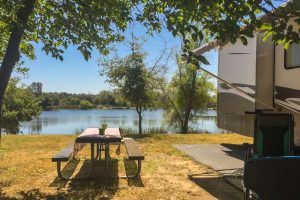 RV campsite near lake