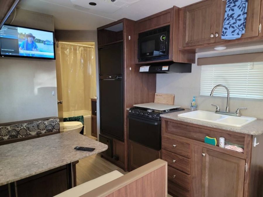 Interior of 2018 Dutchmen 274bh Travel Trailer RV rental near Fort Wilderness Resort