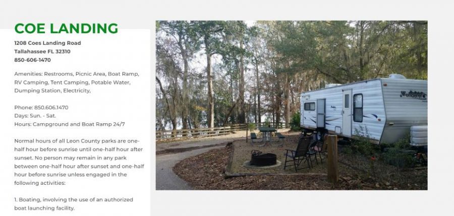 Coe Landing RV Parks in Tallahassee Florida Website