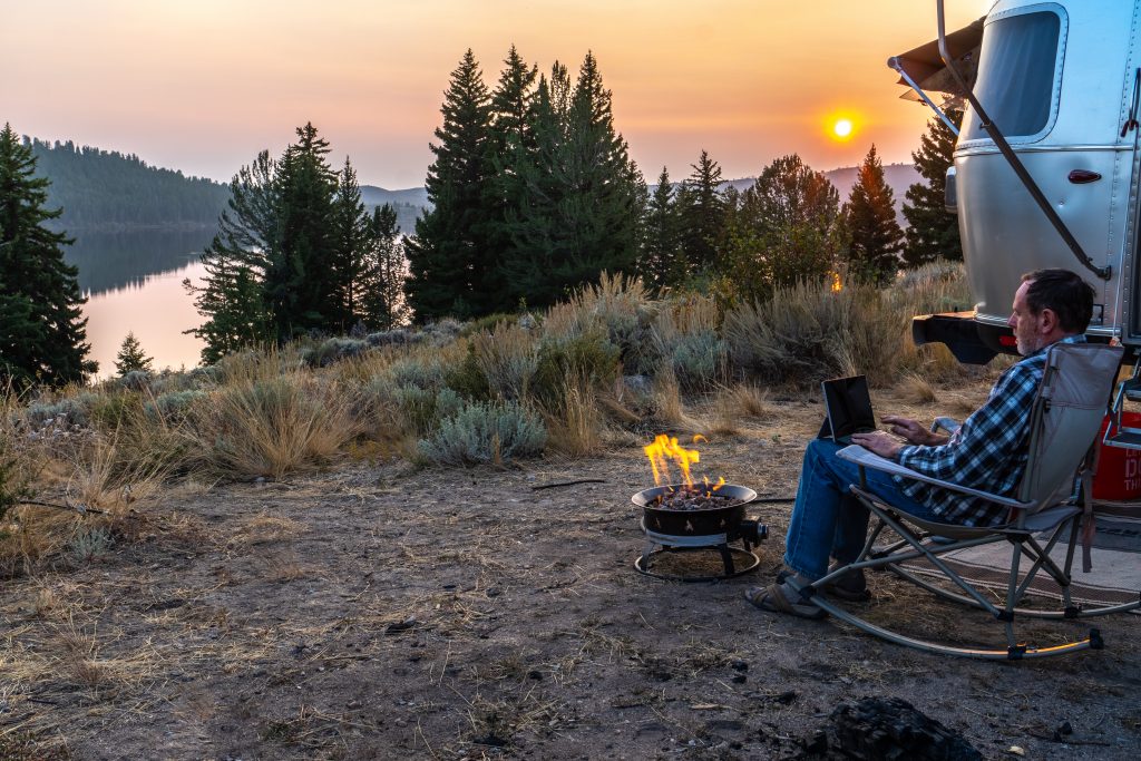 off-grid camping in a trailer