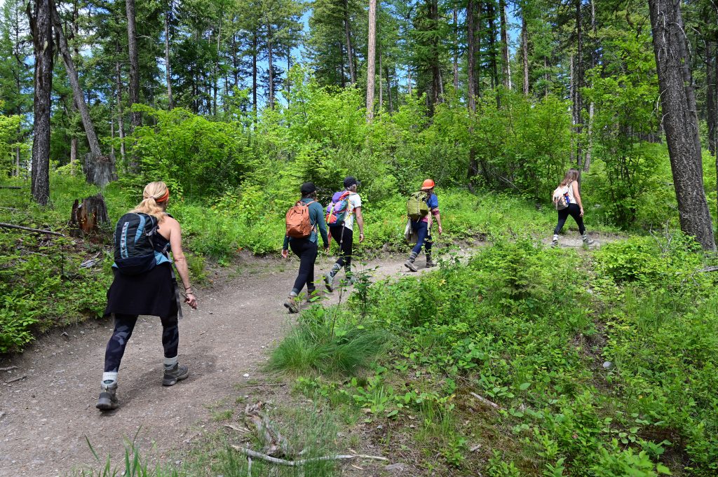 group hiking in whitefish, montana